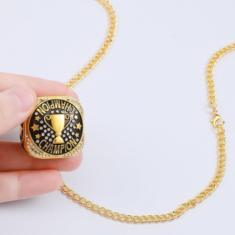 Highergo 1 PC Champion MVP Rings Baseball Soccer Basketball Volleyball Football Trophy Ring with Display Stand and Neck Chain Size 11 for Winner Tournament Award Gift - Image 5